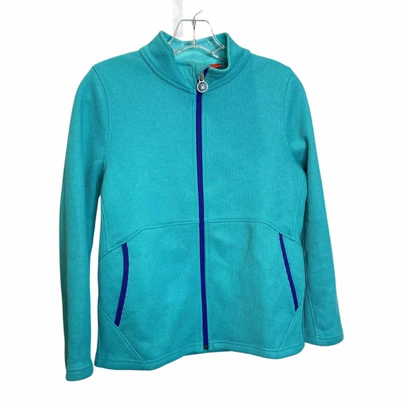 Spyder Girl's Jacket Zip Up Knit Zip  Blue Core Fleece High Neck Item# 186410 XL - Picture 1 of 8
